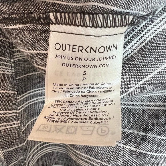 Outerknown Linen Tides Tank Grey White Stripe Small NWT Beach Vacation Coastal - Picture 5 of 5